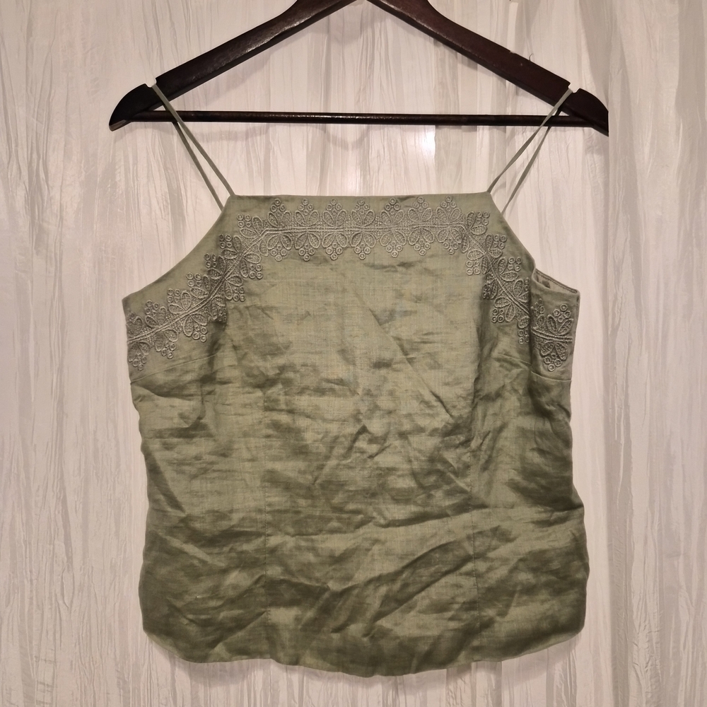 Chic Olive Embroidered Women's Camisole